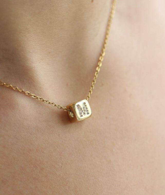 Initial cube necklace